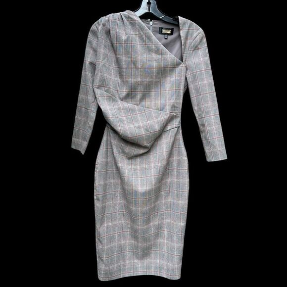 Alexia Admor Olive Plaid Sheath Dress Size XS - Picture 4 of 7